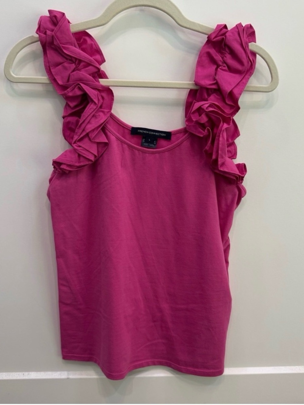 French Connection Fuchsia Ruffle Sleeve Tank